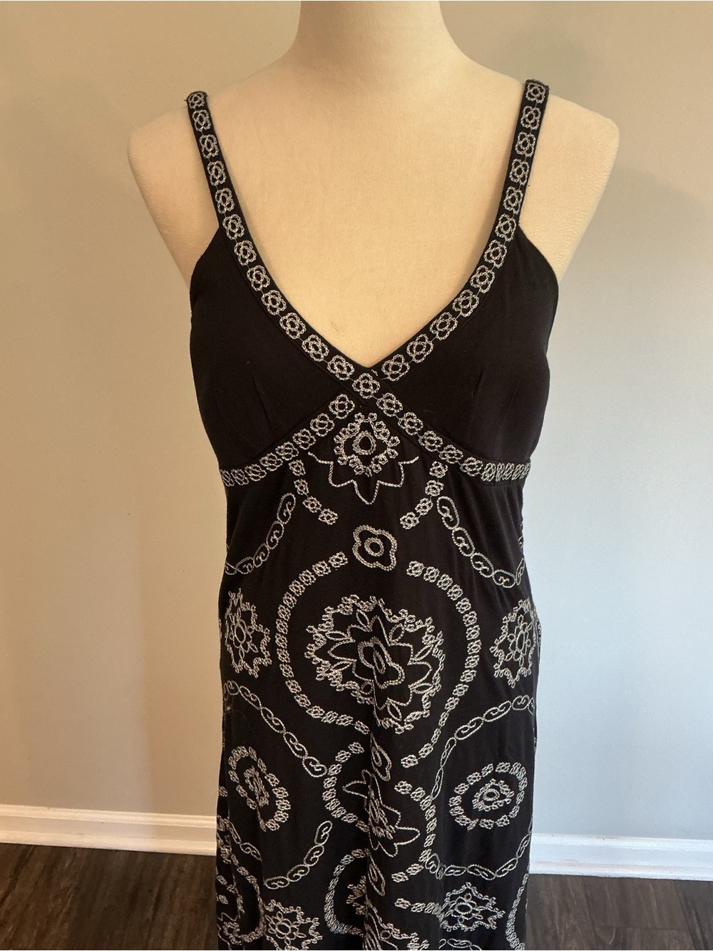 INC International Concepts Black Metallic Embroidered Maxi Dress - Picture 3 of 12